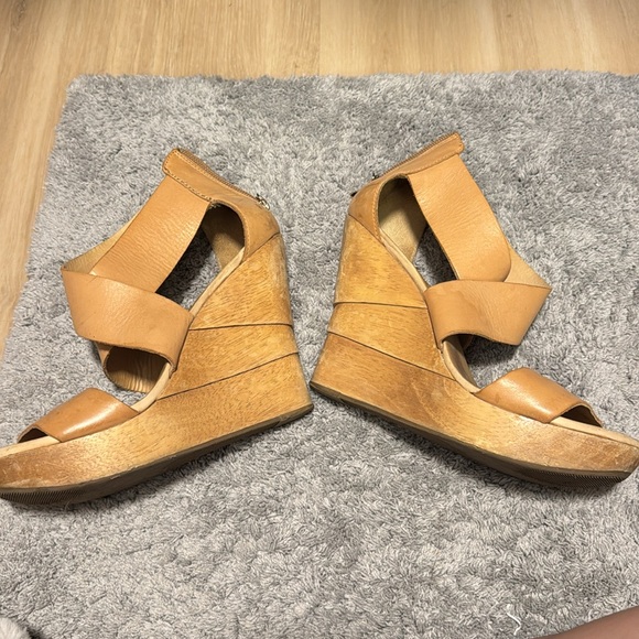 Diane Von Furstenberg 'Opal' Beige Wedge Sandals - Picture 8 of 9